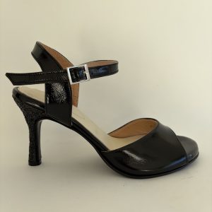 Charol negro taco glitter